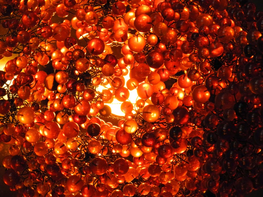 Glass art light in a restaurant in Krakow